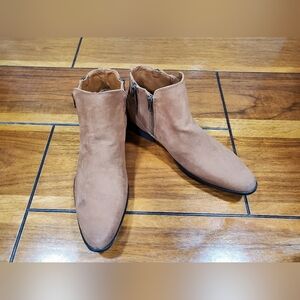 Men's Tan Suede Ankle Boots with Side Zipper